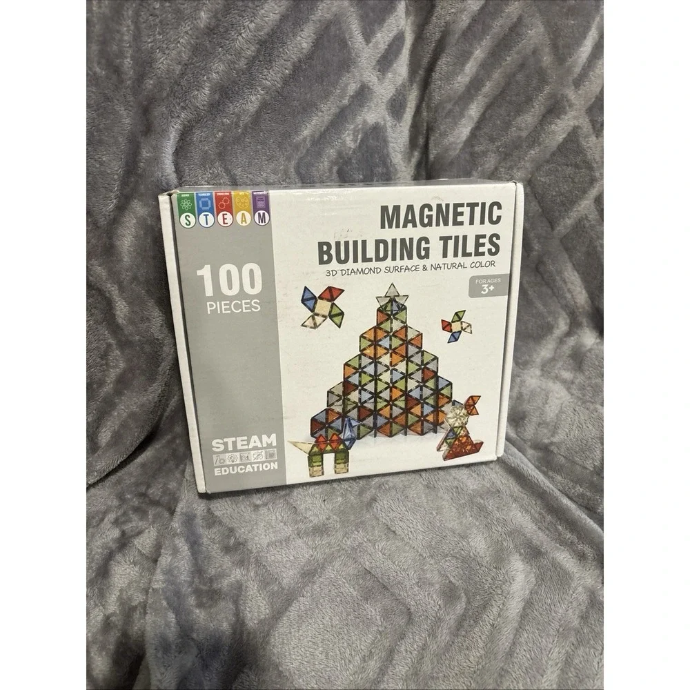 UREC Magnetic Tiles, 100 PCS Magnetic Blocks for Kids- Sealed